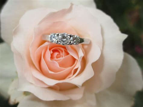 Ring Engagement Rose Flower Wedding Ring Diamond Gems Geniusbeauty