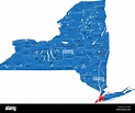 Mapa detallado del estado de Nueva York, en formato vectorial, con ...