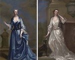 Portrait of Maria Skerrett, lady Walpole in a blue dress on a balcony ...