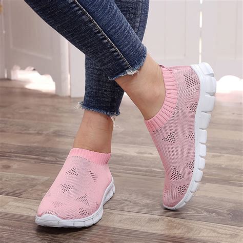 Rimocy Plus Size Breathable Air Mesh Sneakers Women 2019 Spring Summer Slip On Platform Knitting