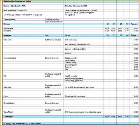 Business Plan Template Free Download Excel Launcheffecthouston