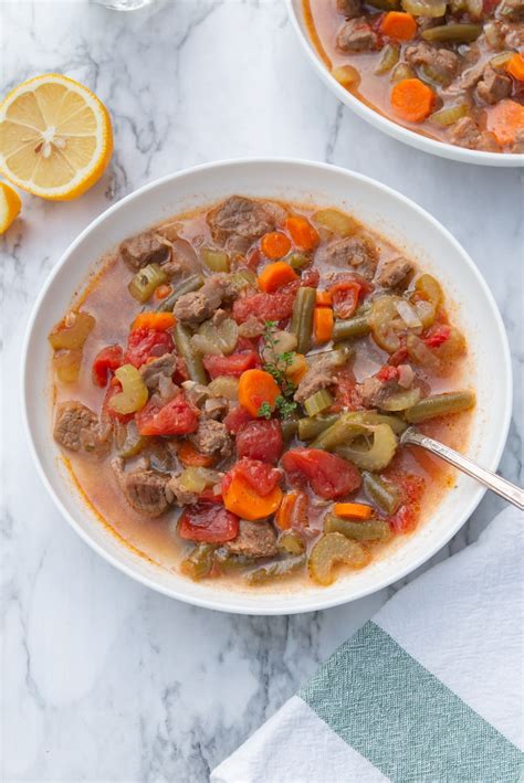 For almost all my soups i like to dice my onions and celery pretty small so that they are really tender and almost disappear when cooked. Easy Instant Pot Vegetable Beef Soup - Clean Eating Kitchen
