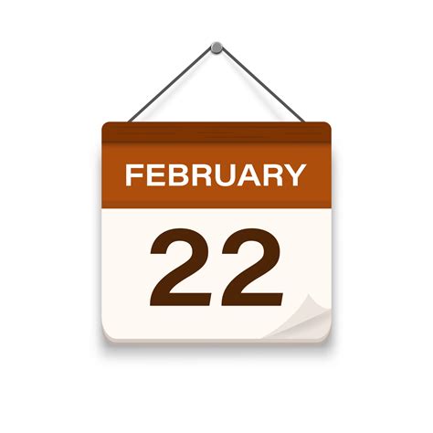 February 22 Calendar Icon With Shadow Day Month Meeting Appointment