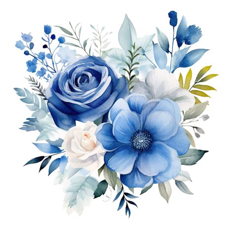 Blue Floral Bouquet With Watercolor Watercolor Floral Watercolor