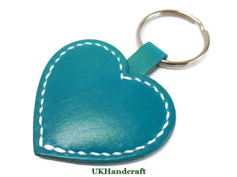 Valentine T Leather Heart Keychain Key Ring Handmade From Etsy