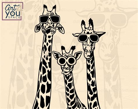 Giraffe Svg Funny Giraffes With Glasses African Safari Etsy
