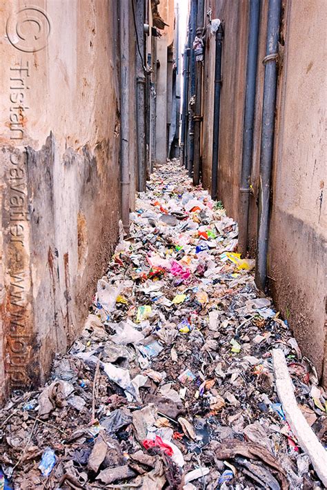 Narrow Passage Filled With Single Use Plastics Trash
