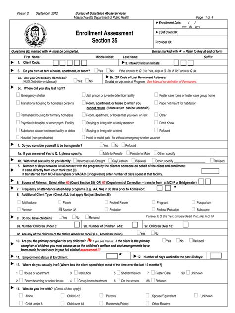 2012 Form Ma Enrollment Assessment Section 35 Fill Online Printable