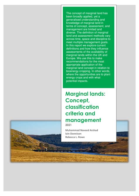 Pdf Marginal Lands Concept Classification Criteria And Management