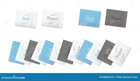 Salt Pepper Sachets Spice Envelopes Packets Stock Vector Illustration