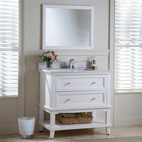 Beckett 42 inch single bathroom vanity in white, white cultured marble countertop, undermount square sink, no mirror. Home Decorators Collection Teasian 36 in. W x 21 in. D ...