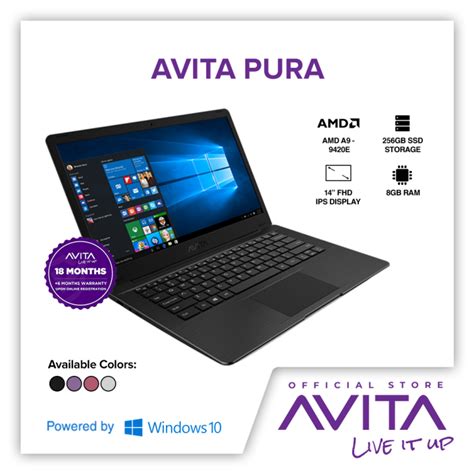Avita Pura 14 Windows Laptop With Amd A9 Processor And Free Mouse And