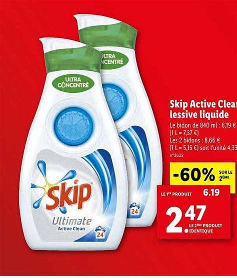 Promo Skip Active Clean Lessive Liquide Chez Lidl Icataloguefr