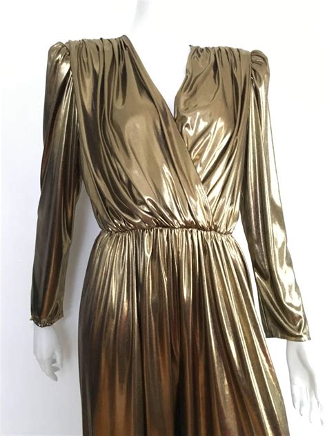 Gold 80s Lame Jumpsuit Size 6 At 1stdibs Gold Lame Jumpsuit Gold