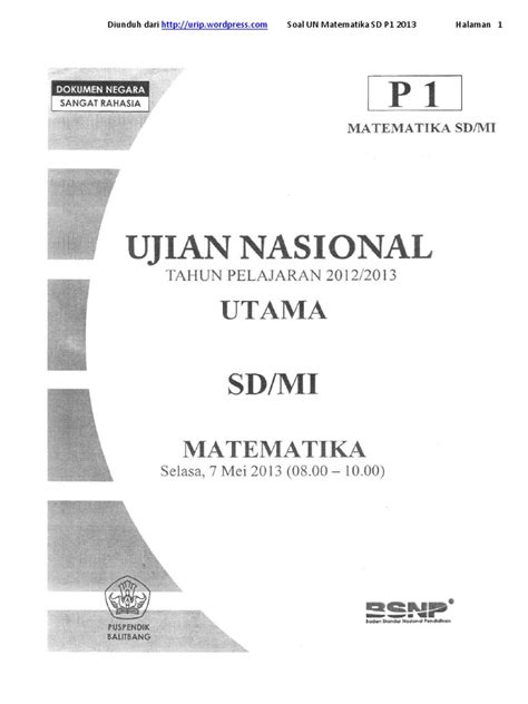 Jika pernyataan p bernilai salah dan pernyataan q bernilai benar, maka pernyataan berikut yang bernilai salah adalah… soal-un-matematika-sd-p1-2013.pdf