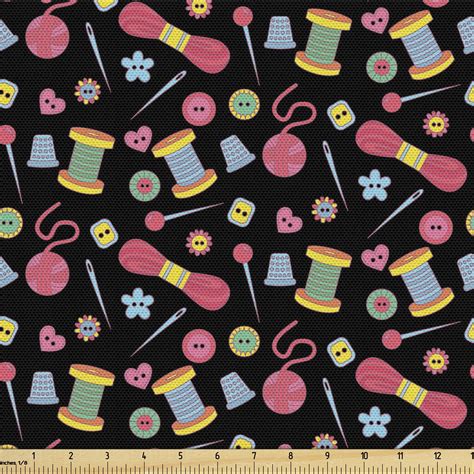 Hobby Upholstery Fabric By The Yard Colorful Sewing Tools On The Dark