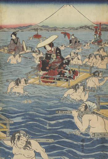 Central sheet of the triptych Illustration of the Ōigawa River from the series Fifty Three