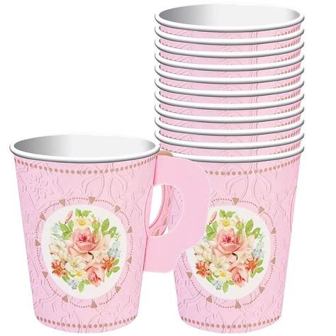 Floral Tea Party Cups With Handles 8ct Tea Party Supplies Girls Tea