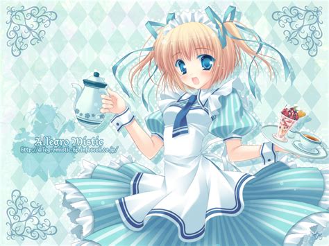 Allegro Mistic Blonde Hair Blue Blue Eyes Maid Original Ribbons Tagme Tie Twintails Watermark