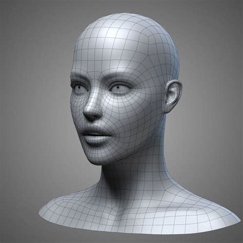 female head 3 3d model face topology female head maya modeling