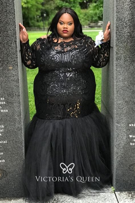 Black and gold prom dresses plus size. Plus Size Black Sequin and Tulle Trumpet Prom Dress - VQ