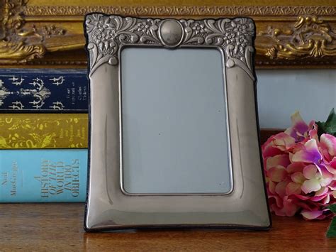 Large Vintage Pewter Photo Frame Silver Tone Metal Picture Etsy