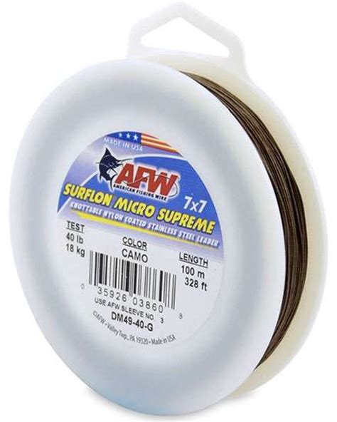 Afw Dm49 40 G 40lb Surflon Micro Supreme 7x7 Ss Leader Camo 100m