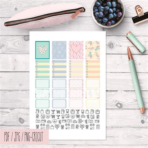 Rainbow Weekly Planner Stickers Kit Printable Planner Etsy