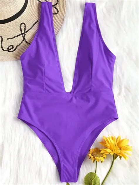 Buy Smlxl Sexy Swimsuit Plunging Neck High Leg One