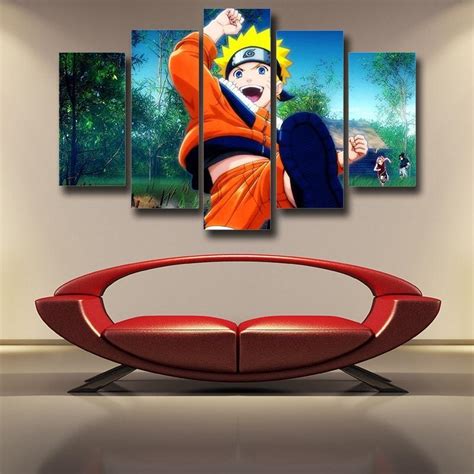 Lively Kid Naruto Uzumaki Fan Art 5pcs Wall Art Decor
