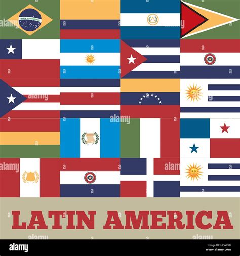 Flags Of Latin America Countries Colorful Design Vector Illustration