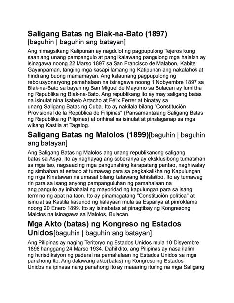 Tungkol Sa Saligang Batas Saligang Batas Ng Biak Na Bato 1897