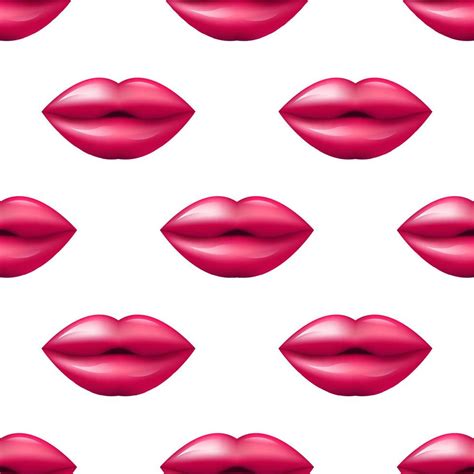 Kiss Seamless Lips Pattern Red And Pink Pattern Valentine Day Holiday Vector Illustration