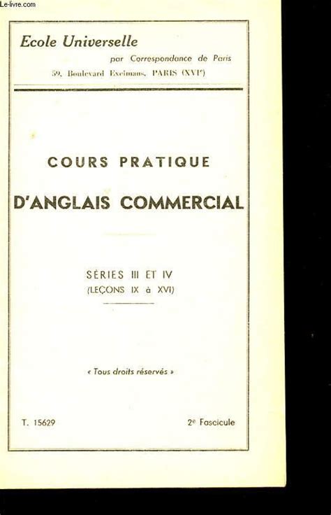 Cours Pratique Danglais Commercial Serie Iii Et Iv Lecons Ix A Xvi