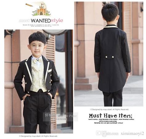 2016 New Children Tailcoat Black Tuxedo Set Costume Birthday Fashion