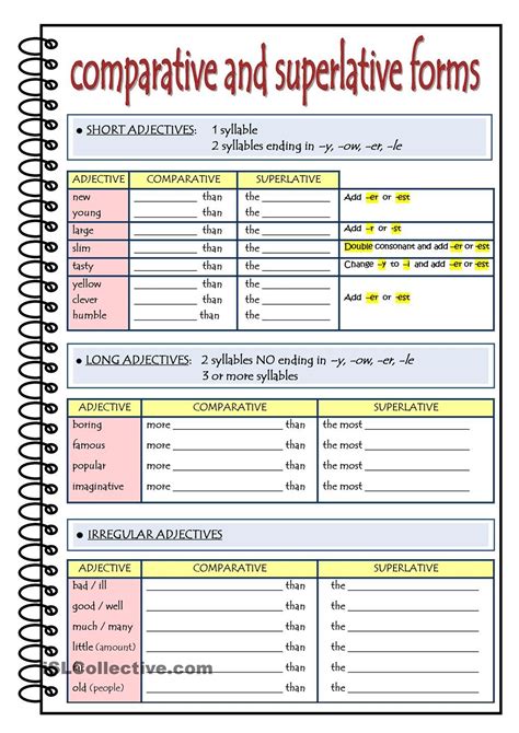 Comparative Grid Adjectives Lesson Adjective Lesson Plans