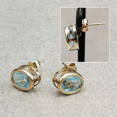 Antiques Atlas A Pair Of Ct Gold Blue Topaz Stud Earrings