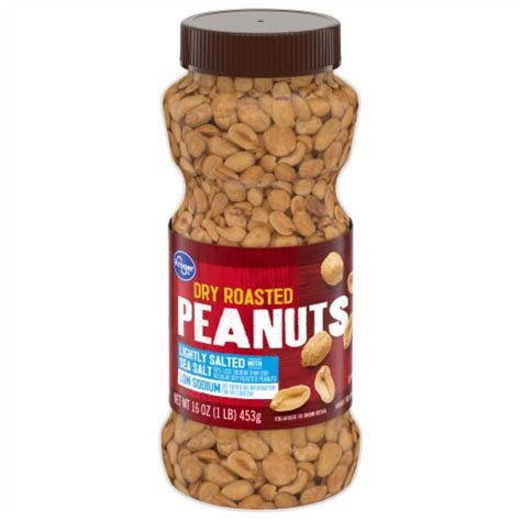 Kroger Low Sodium Lightly Salted Dry Roasted Peanuts 16 Oz King Soopers