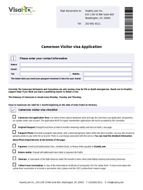 Cameroon Visa Application Fill Out And Sign Online Dochub