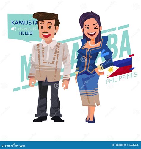 Filipino Couple In Traditional Costume Style Philippines Character