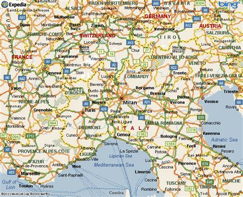 Northern Italy Map Cities