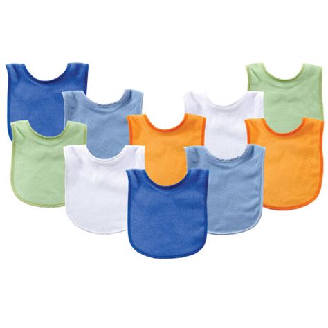 Luvable Friends Feeder Bibs 10 Pack Blue And Orange Baby And
