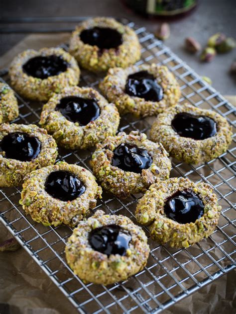 Pistachio Thumbprint Cookies With Black Currant Jam A Beautiful Plate