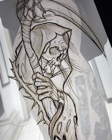 Pin By Cameron On — Secret Inkspiration Reaper Drawing Tattoos