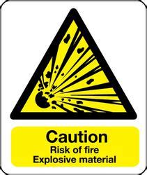 Fire Safety Signage Caution Risk Of Explosive Material Sign By Stocksigns