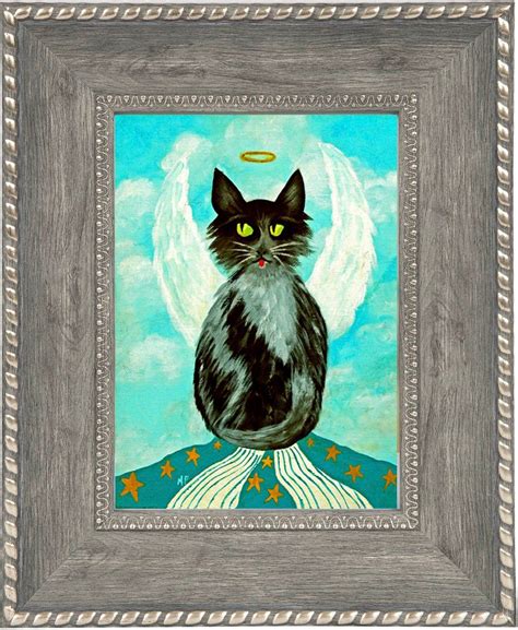 Oil Painting On Canvas Original Oil Painting Angel Print Black Cat