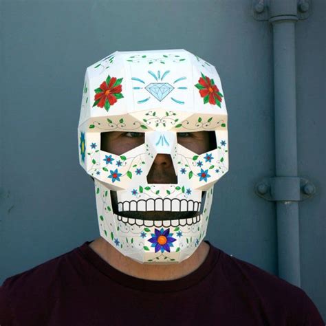 3d Skull Papercraft Mask Template Low Poly Paper Mask Unique Etsy
