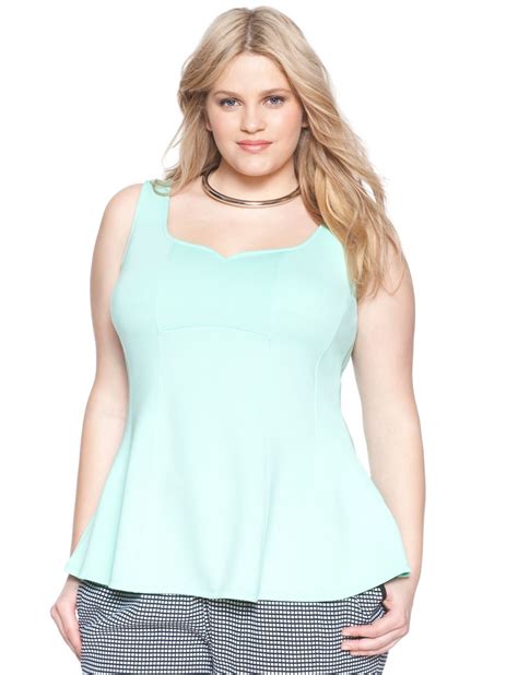 Sweetheart Neckline Flare Top Womens Plus Size Tops Eloquii Plus