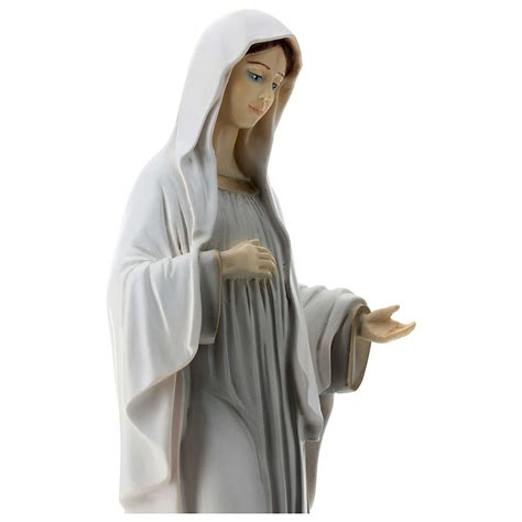 Blessed Mother Medjugorje Statue Grey Robes Marble 40 Cm Online Sales