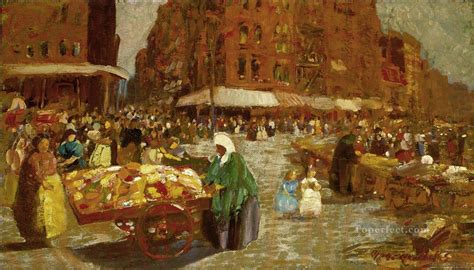 Houston Street George Luks Cityscape Scenes Painting In Oil For Sale